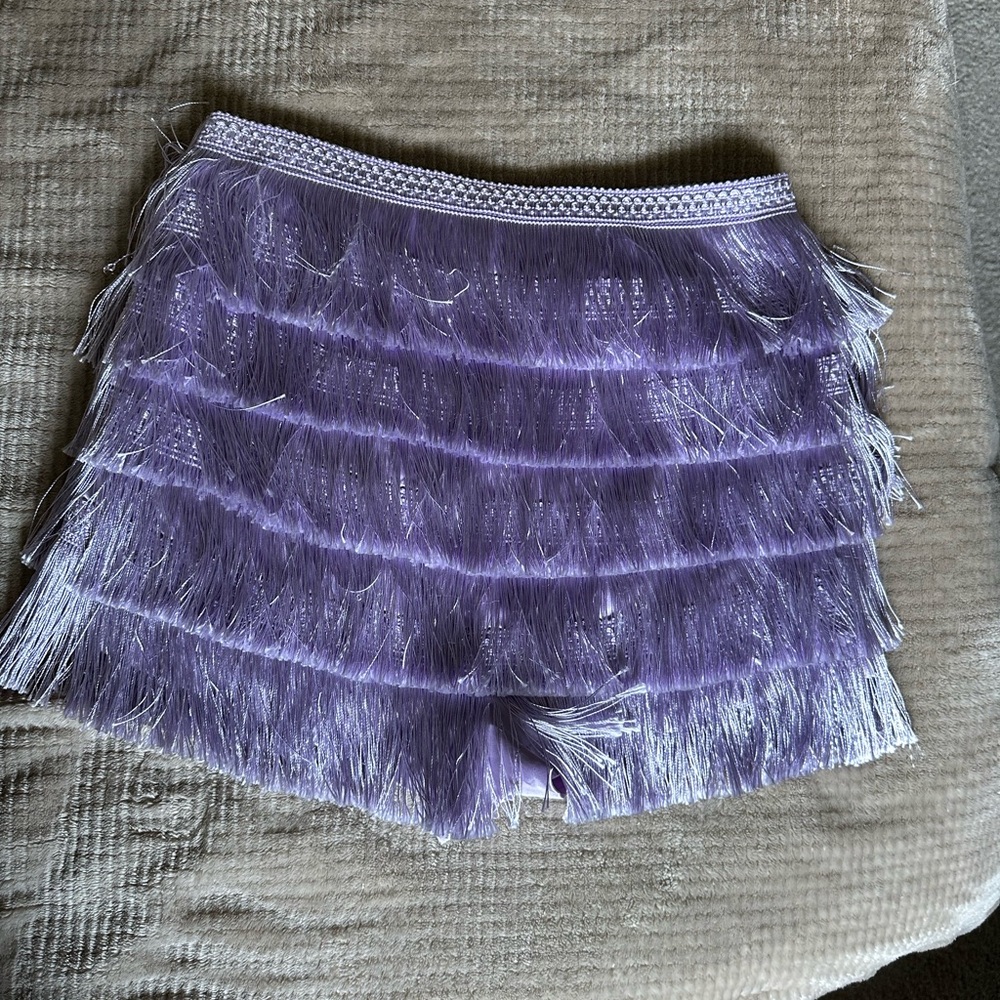 Purple Fringe Mini Skort